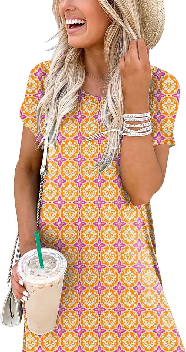 ANRABESS Women's Summer Casual Loose Short Sleeve Long T Shirt Dress Split Maxi Beach Sundress Travel Vacation Outfits